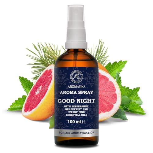 AROMATIKA Spray Profumato Buona Notte 100ml - Spray con Olio Essenziale di Menta Piperita, Pompelmo e Pino Nano - Deodorante per Ambienti