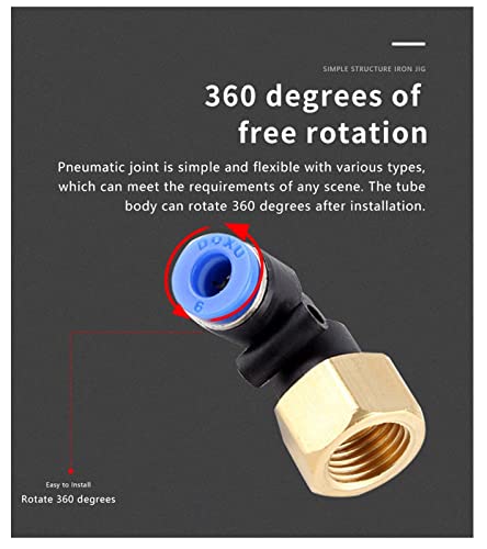 Conector de aire neumático de 4 uds tipo PC con conexión rápida de tuberías 6