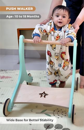 Image of 3-in-1 Convertible Wooden Walker, Cycle & Skater - Multi-Stage Ride-On for Growing Kids (Wood Finish)