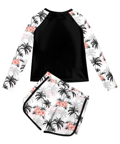 Image of Vogseek Girls Rash Guard Swimsuits 2 Piece Bathing Suit UPF 50+ Summer Swimwear Size 7-12T