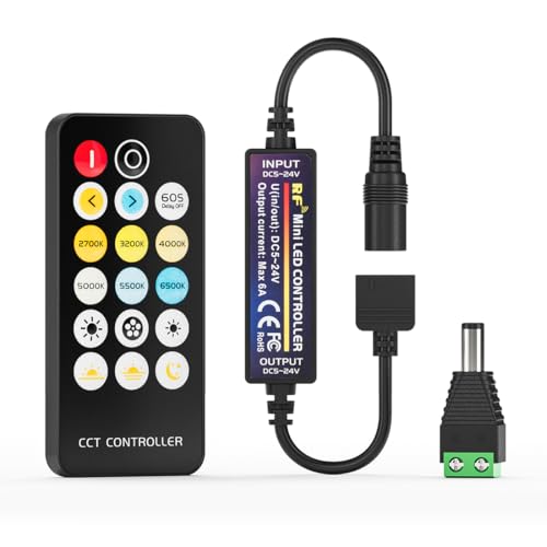 FCOB Mini RF CCT dimmer control remoto Sintonizable para tiras de LED CCT 17 Botones 5V 12V 24V brillo ajustable y controlador de temperatura de color (controlador CCT)
