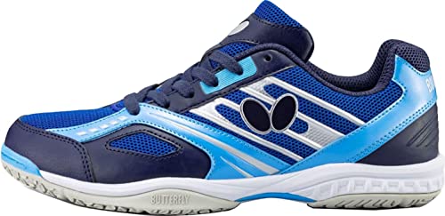 Butterfly Lezoline Mach Shoes - Shock Absorbing Flexible Lightweight Superior Gripping Professional Competition Table Tennis Shoe, Navy-Blue, 7.5 Men