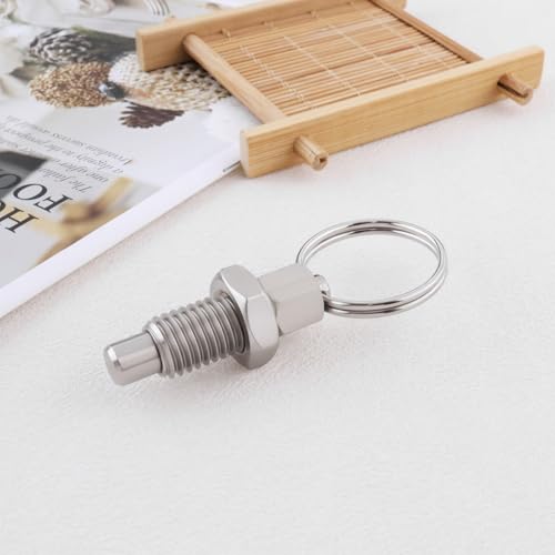 Miniatura 5 de Emsea 2 Piezas Émbolo De Resorte Con Anillo De Tracción M12 Pasador De Liberación Rápida Émbolo De Resorte Retráctil Manual De Tipo Corto Sin Bloqueo De Acero Inoxidable Para Equipos Industriales