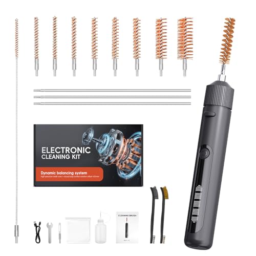DIKHEE Gun Cleaning Kit, Universal Gun Electric Brushes with 9 Brush Heads, Strong Magnetic Motor Low Speed Helps You Clean More Efficient, Suitable for Most Caliber Shotgun Pistol Rifle, etc