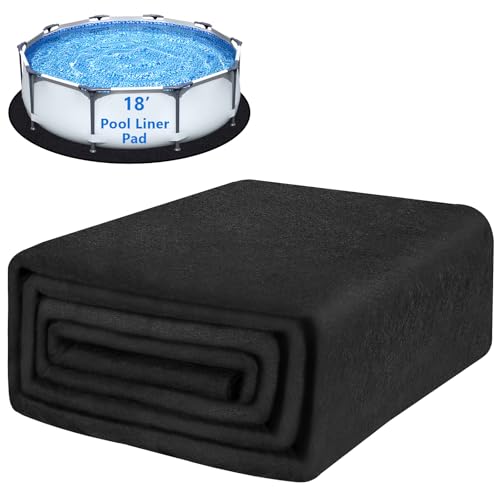 LCHUANG 18-Foot Pool Liner Pad for Above Ground Swimming Pools, 2mm Extra-Thick Black Fabric Pool Mat, Pool Protection Pad, Prevents Punctures, Weed Barrier | Extends Life of The Liner (18' Round)
