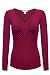 Luna Flower Women's Sexy Fitted Deep V-neck Long Sleeve Fashion Tee Tops