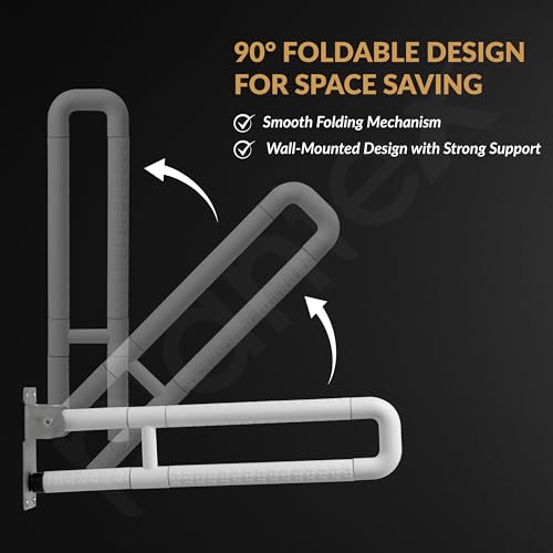 Image of Plantex Stainless Steel 24 Inch U-Shape Handle for Bathroom Support /Space-Saving Safety Bar for Shower /Toilet /Bedside Anti-Slip Shower Grab Bar for Bathroom - (White)