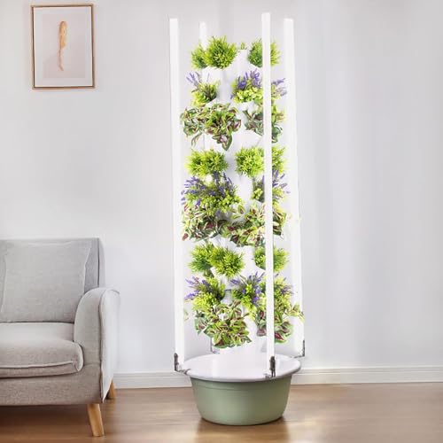 Torre de cultivo hidropónico, sistema de cultivo en interiores, jardín vertical inteligente para verduras de hoja verde y hierbas, con luz de crecimiento, ideal para el cultivo de verduras en el hogar