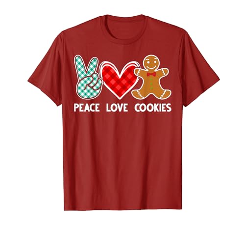 Christmas Peace Love Cookies Gingerbread Xmas Cookie Bakers Camiseta