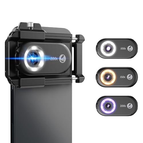 Image of MIAO LAB 100X /150X /200X Nano Zoom Phone Microscope Lens for iPhone /Android | 3-in-1 Phone Microscope Lens Kit with LED UV Light /CPL /Universal Clip, Mini Pocket Digital Microscope