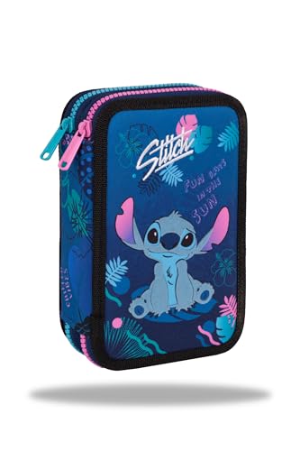 CoolPack Stitch 2-Fach Federmäppchen gefüllt Schulmäppchen mit Stitch Motiv | Etui für Schule Freizeit Schreiben Malen & Zeichnen