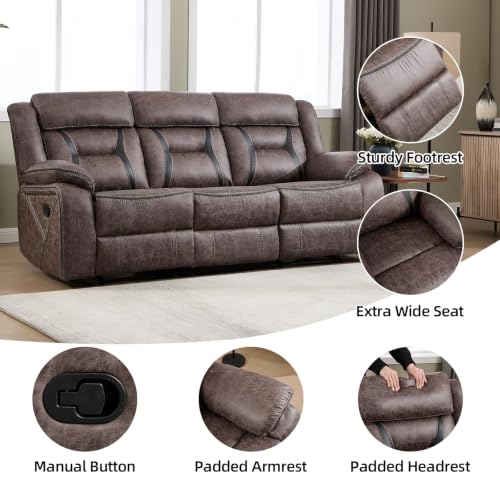 Image of EBELLO Faux Leather Recliner Sofa Furniture Set for Living Room, 1 Recliner Chairs, Two Seat Reclining Sofa Couch Set for Meeting Room, Grey