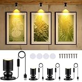 4 Stück Mini led Licht 360°Schwenkbar Aluminium Lampenkörper USB Mini Strahler Kleines 5V 1W mini led Spots Warmweiß 3000K Led Scheinwerfer Spotlight Bilderlichter für Galerie Pflanzen Weinschrank