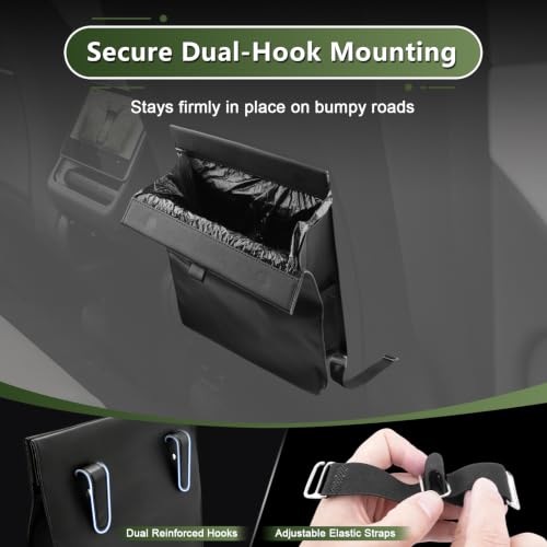 Image of for Car Trash Bag for 2020-2026 Ford Bronco Sport Rear Seat Hanging Trash Can with Magnetic Closure PU Leather Trash Bin Foldable Garbage Bag & Organizer