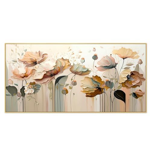 Image of DEKORSTATION Blossom Abstract Flower Aesthetic Canvas Wall Painting | Painting for Wall Decoration | Canvas Paintings for Living Room | Flower Paintings with Frame | Size: 24x48 Inch (FF 754DS)