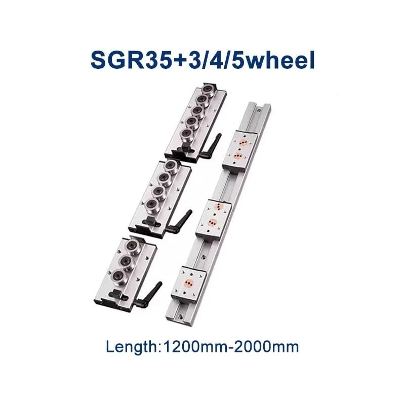 Aluminiowa wbudowana dwuosiowa prowadnica liniowa SGR35 90 mm, rolka prowadząca SGB35, 1 szt., blok SGB35 i szyna prowadząca SGR35, obróbka drewna CNC(1pc SGR35-SGB5 lock,2000mm)