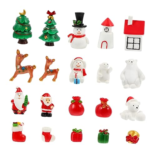 Yardenfun 30pcs Miniature Christmas Resin Reindeer and Sleigh Ornaments for Home Office Decor for Holiday Landscape Elegant Boys and Girls and Family