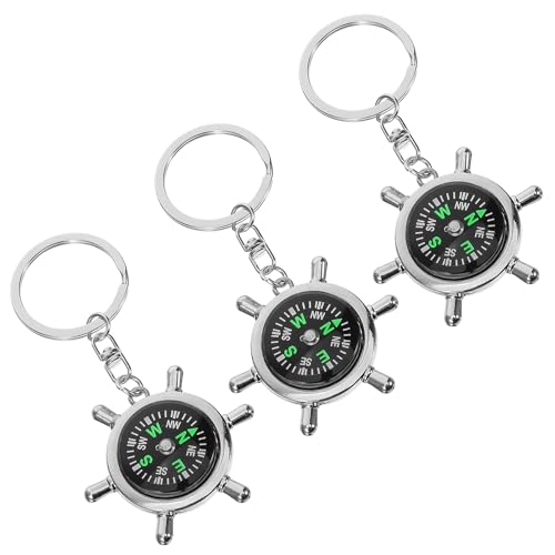Set de 3 Llaveros Brújula Rudder de Metal para Camping miniatura 1