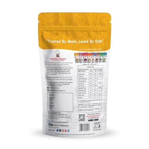 Healthy Master Jowar Chips 200g | Millet Chips Light & Crispy Chips, high protein | Natural ingredients, Vegan, Gluten Free, No Palm Oil, No Artificial Preservatives, Trans Fat Free, Low Calorie