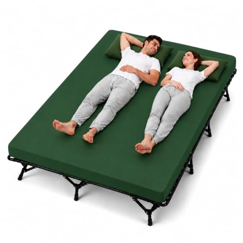 CYMULA Camping Cot Pad 2 Inch Memory Foam Camping Pad for Folding Cot and Foldable Cot Portable Roll Up Camp Gear for Car Camping Travel Tent Non-Slip Waterproof Bottom Removable Cover Pad Only