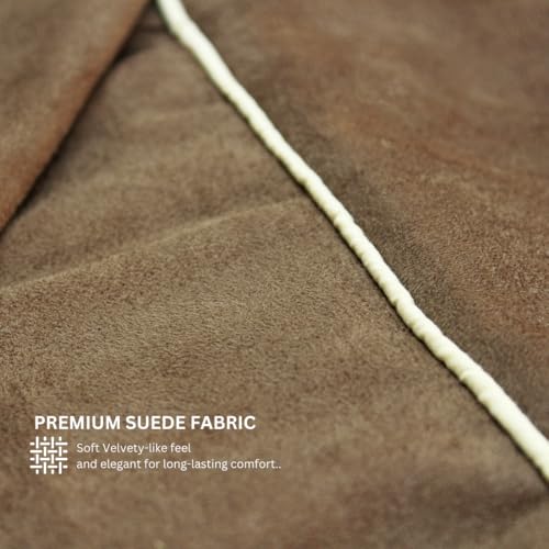 Image of AURAVE Suede 300 TC Printed Bolster Cover with Drawstring Closure, Set of 2, Soft Breathable Durable Machine Washable for Sofa Bed & Home Decor, 15 inchx30 inch, Coffee Brown | Cover Only