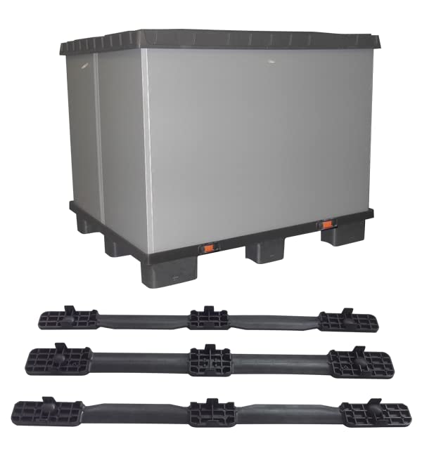 EPAL BANCALE PALETTE EN PLASTIQUE (PP) Lot de 2 pièces, charge statique 800 kg, débit dynamique 600 kg, 80 x 120 cm (noir, 80 x 120 cm) (2)
