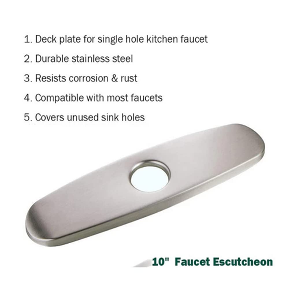 UFURMATE Faucet Plate, Brushed Stainless Steel Hole Cover Deck Plate Kitchen Faucet Single Hole Cover Plate Sink Round Faucet Cover Escutcheon For - View #5