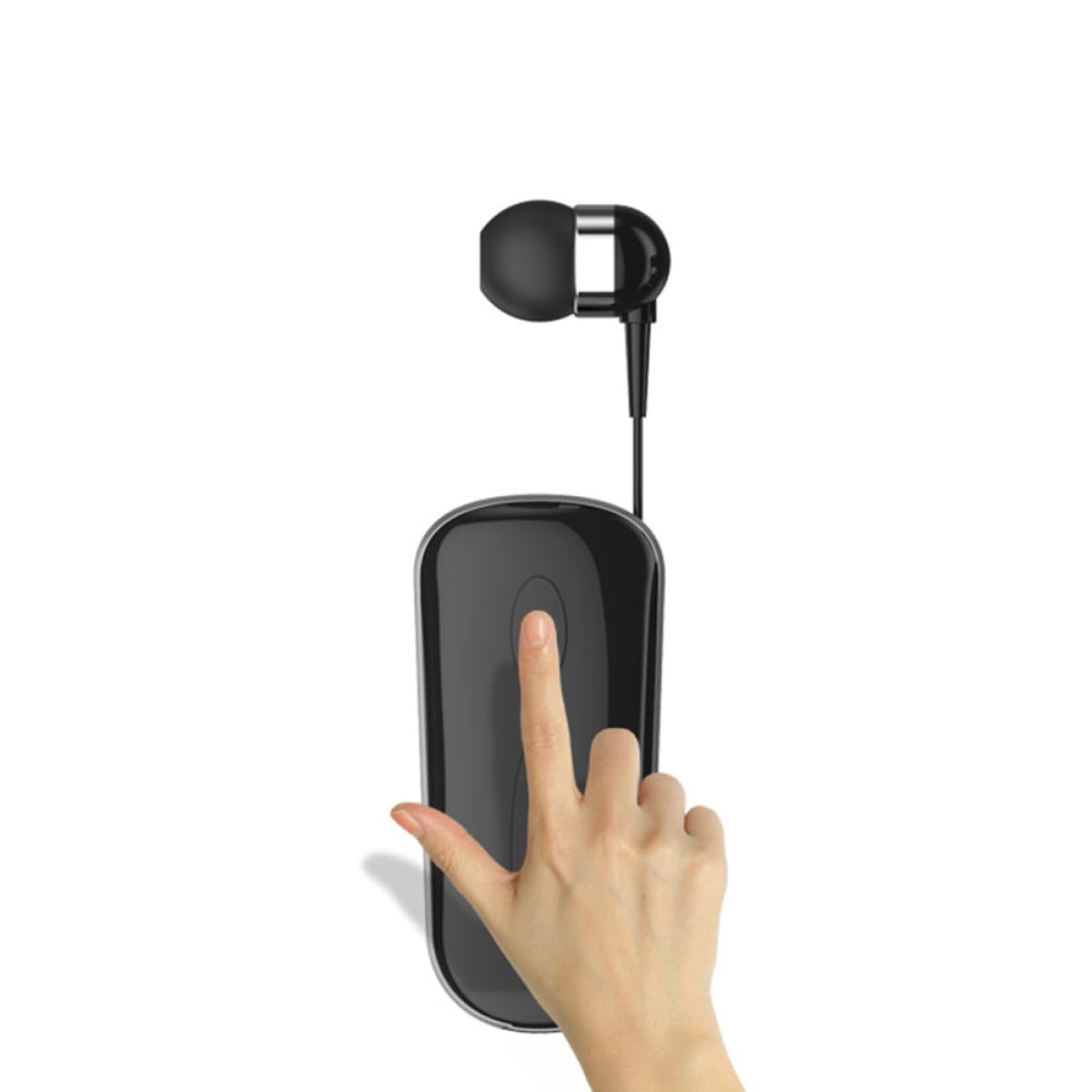 VILLCASE 1 Set Cuffie Wireless Retrattile Professionali con Clip per Orecchio Auricolari Sportivi Leggeri per Allenamento e con Bass e Comfort Prolungato Nero
