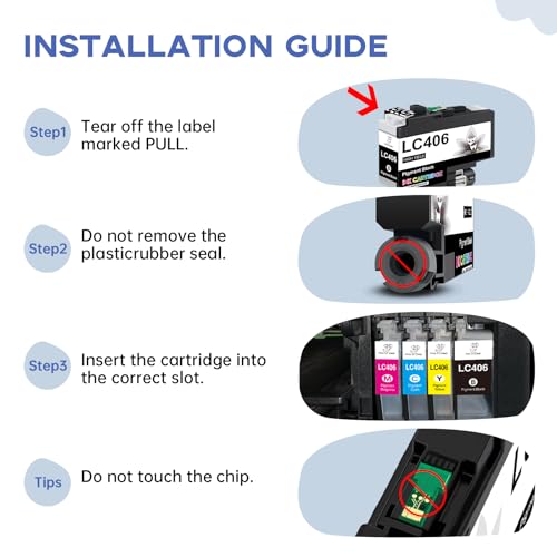 Image of Miss Deer LC406 Black Ink Cartridges, High Yield Compatible for Brother LC406XL LC406 Black Work for Brother MFC-J4335DW MFC-J4535DW MFC-J4335DW MFC-J5855DW MFC-J6555DW MFC-J6955DW Printer,2 Pack