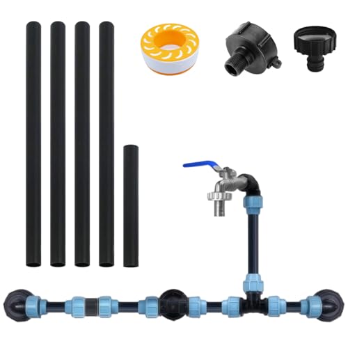 XUTUUDID IBC Verbindungssets IBC Adapter Verbindungsset für 3 IBC Tanks Regentanks/Nebeneinander inkl. 3/4 Schwananhals Garten Wasserhahn Auslass Regentonnenschlauch Schlauchverschraubung