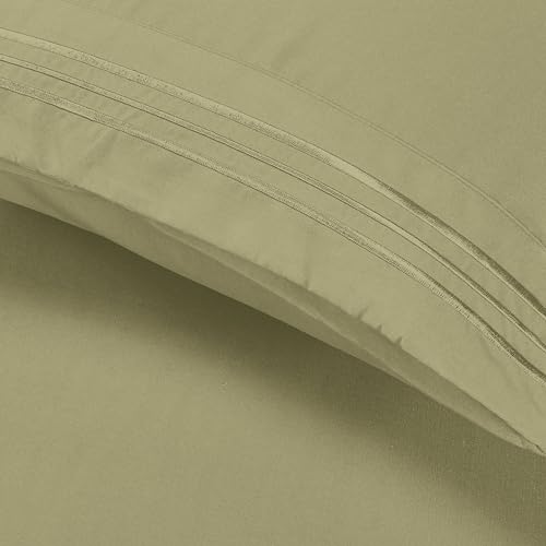 Image of Elegant Comfort Luxury Ultra-Soft 2-Piece Pillowcase Set - 1500 Premium Hotel Quality Microfiber Double Brushed - Wrinkle Resistant, King Size, Sage /Green