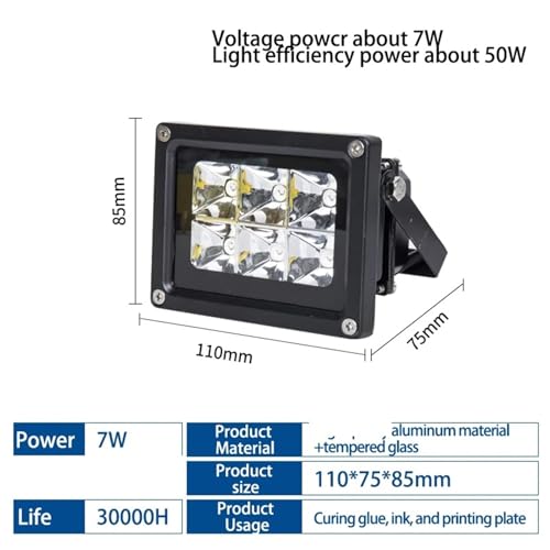 Lampe résine 3D UV LED 365nm 7W pour cuisson de précision