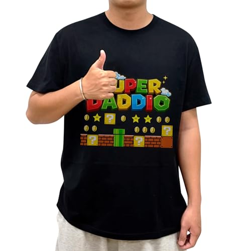 Super Daddio Shirt - Dad Shirts for Men - Daddy Shirts for Fathers Day - Birthday Gifts from Kids - Papa Tshirt for Dads for Grandpa from Daughter Son (Black-L)