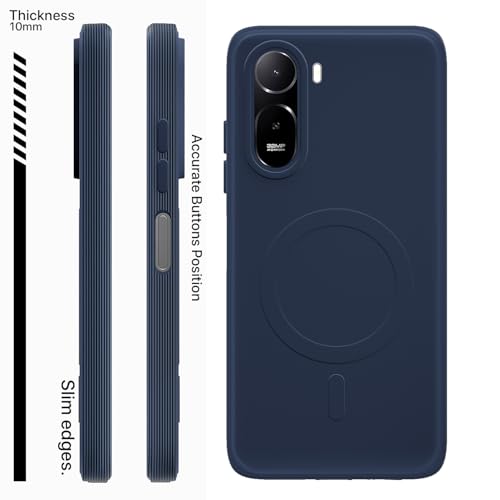 Image of Pikkme Back Cover for Redmi A7 Pro /Poco C85x 5G Soft Matte Silicone Mag-Safe Design (Mag-Safe Not Support) Camera Protection | Slim Fit Bumper Cover (Blue)