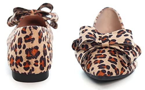 Image of SAILING LU Womens Bowknot Ballet Flats Pointy Toe Suede