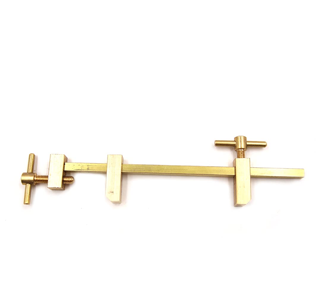 Chiloskit Miniature Solid Brass 240mm Woodworking Metal Parallel Clamps Tool with Knurled Tightening Screws