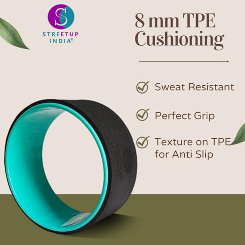 Image of Streetup India Yoga Wheel for Stretching, Exercise, Back Bends, Workout for Unisex With High Density Strong Foam Sweat Resistant (Black)