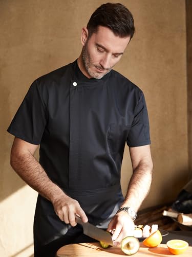 KITCHIEF Black Chef Coat With Mesh Lightweight Chef Jacket Men Short Sleeve Chef Uniform for Kitchen,Restaurant,Bakery (Black, X-Large) - Thumbnail 6