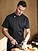 KITCHIEF Black Chef Coat With Mesh Lightweight Chef Jacket Men Short Sleeve Chef Uniform for Kitchen,Restaurant,Bakery (Black, Large)