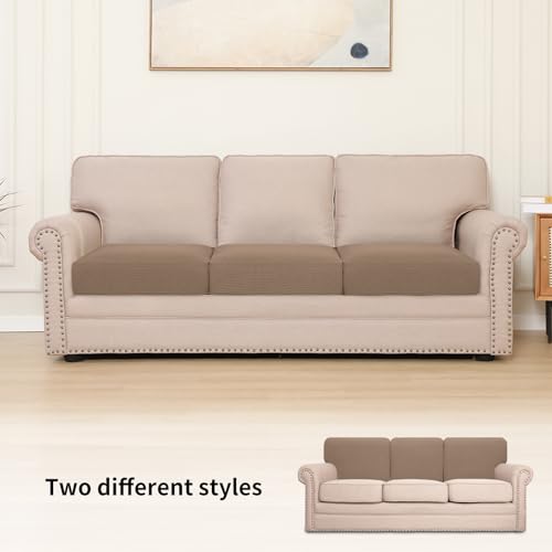 Image of Easy-Going Stretch 3 Pieces Oversized Couch Cushion Cover for Sofa Seat
