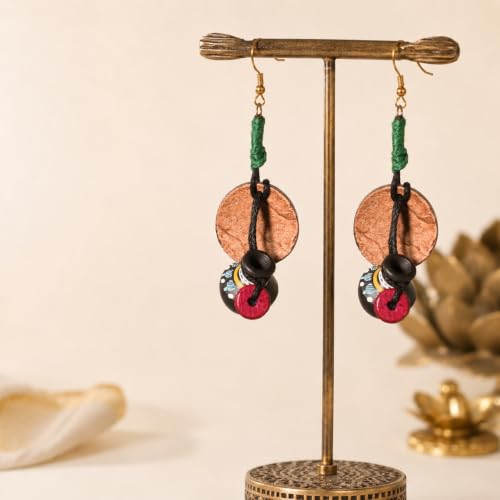 Image of Handcrafted Boho & Tribal Earrings for Women - Wooden, Brass & Terracotta Statement Designs in Drop, Hoop, Loop & Dangle Styles
