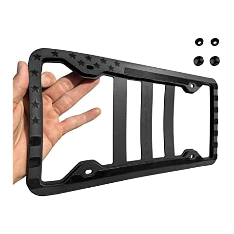TACTILIAN Original Silicone American Flag License Plate Frame Holder - Subdued 3D Stars and Stripes USA Flag Gloss on Matte Cover for Car Truck Van SUV - Auto Exterior Accessories Cover