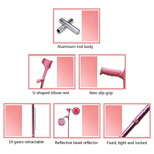 1 Par 2 Unidades Muletas Adultos, Muletas Médicas para Antebrazo, Bastones Plegables, Muletas Ajustables, para Adultos y Niños con Altura 140-190 cm Keep it in Mind