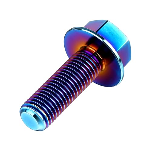 Image of Ti Screws M10 x 20 25 30 35 40 45 50 55 60 65 70 75 80 90 100mm 1.25 Pitch Titanium Flange Hex Bolt Pack of 4 (Burnt Blue, M10x30mm)