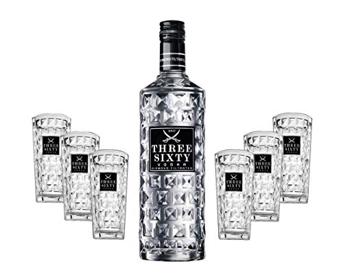 Three Sixty Vodka 3L (37 5% Vol) + 6 Three Sixty Longdrink Gläsern [Enthält Sulfite]