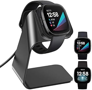 KIMILAR Charger compatible with Fitbit Sense/Fitbit Sense 2 / Fitbit Versa 3 / Fitbit Versa 4, Exclusive Desktop Stand Holder Charge Charger Dock for Sense/Sense 2 / Versa 4 / Versa 3, Black