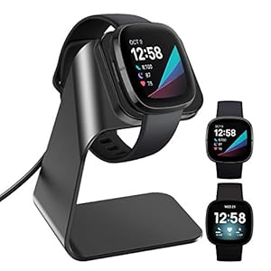KIMILAR oplader compatibel met fitbit versa 4, fitbit sense 2, fitbit sense, fitbit versa 3, desktopstandaardhouder…