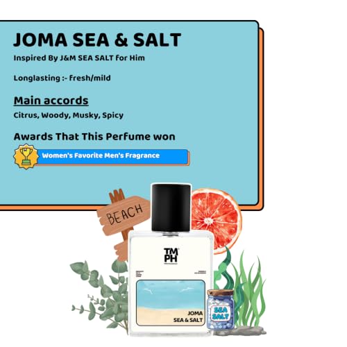 Image of TMPerfumehouse Joma sea & saltEDP for Men & Women | Fresh, Aquatic & Long Lasting Perfume Spray | Aromatic, Woody & Cool Fragrance | Luxury Gift for Him & Her | TMPH | 50ml
