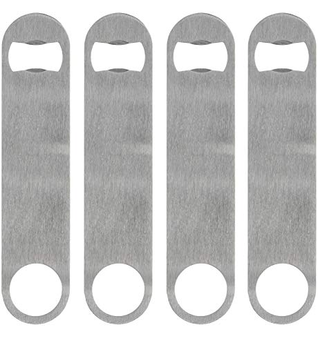 (4, Flat) - Igoolee Heavy Duty Stainless Steel Flat Bottle Opener, 4 Pack Beer Bottle Opener for Kitchen, Bar or Restaurant