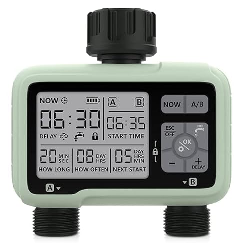 CROSOFMI Sprinkler-Timer, Wasser-Timer mit Bewässerungsprogrammen und automatischer Regen-Sensor-Funktion Cover